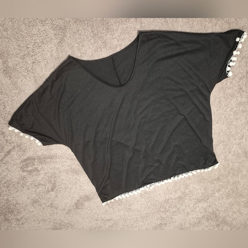 Black Top | Pom-Pom Trim | 2XL | NWOT
